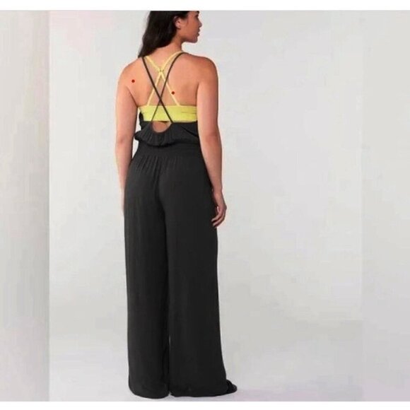 Prana Women's S Fernie Wide Leg Jumpsuit Swim Coverup Gauzy Black 9688 - Picture 9 of 16